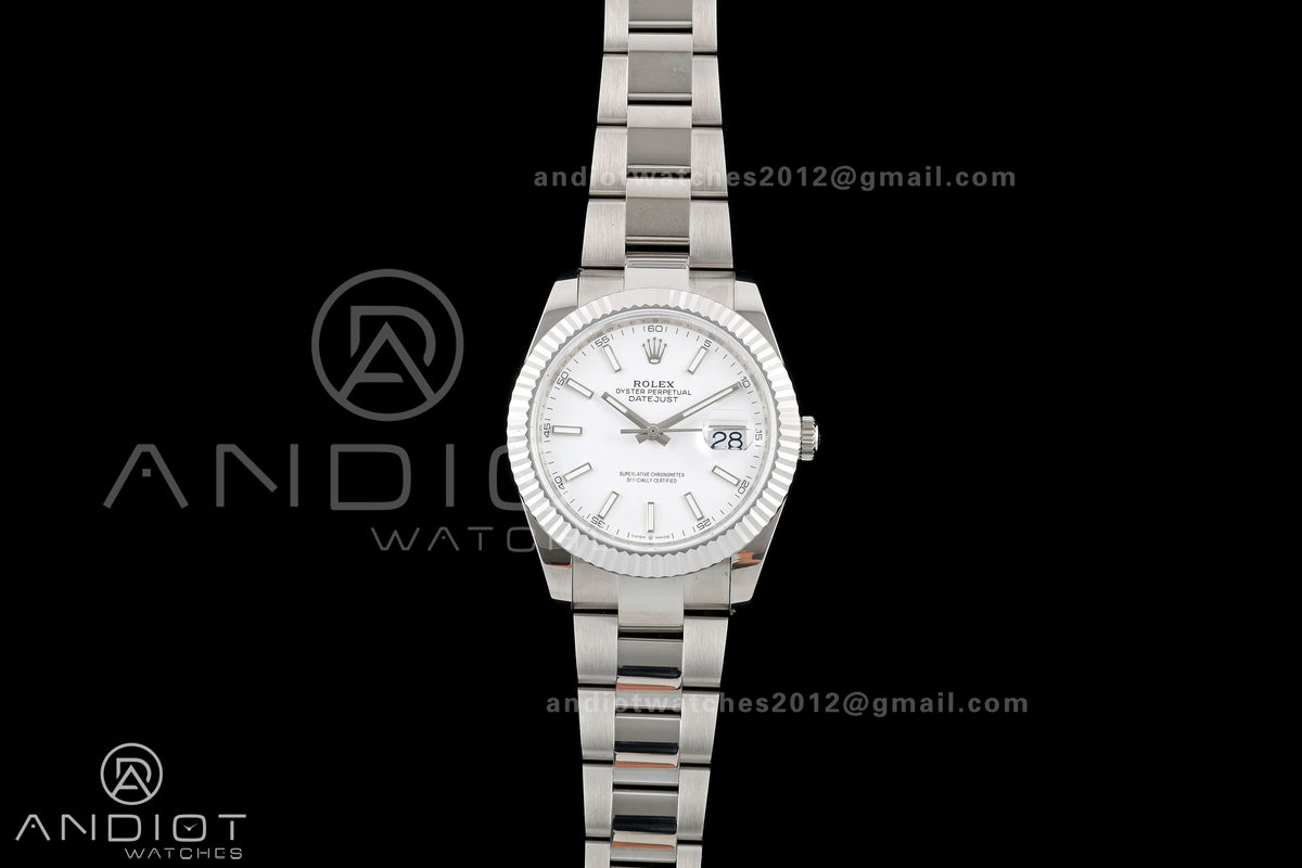 DateJust 41 126334 QF 1:1 Best Edition White Stick Dial on Oyster Bracelet JH3235 (Free Sprung)